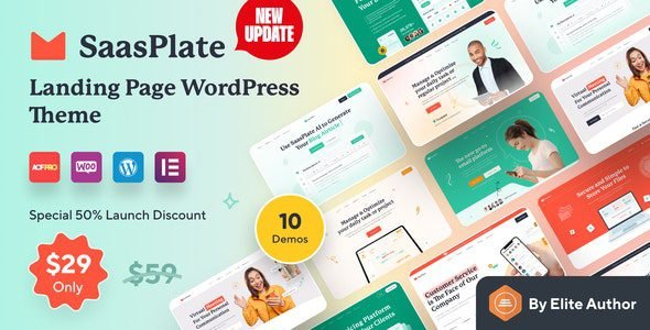 SaasPlate: tema WordPress para landing pages de tecnología y startups
