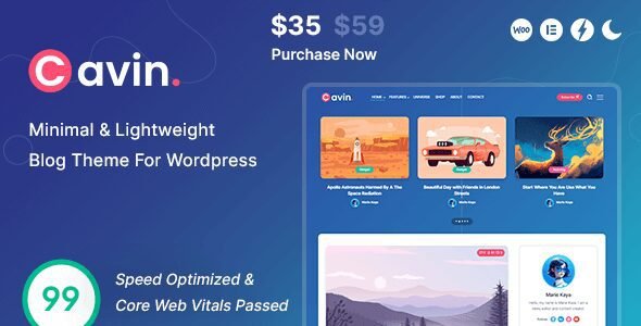 Cavin, el tema WordPress minimalista para blogs modernos y ligeros