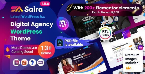 Saira: Tema WordPress para agencias digitales y negocios modernos