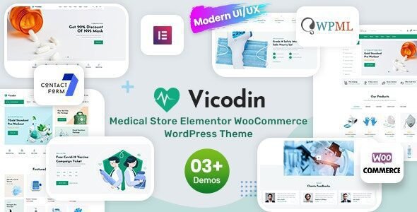 Vicodin: Tema WordPress para tiendas médicas y farmacias en línea