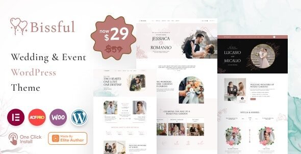 Bissful: Tema WordPress para crear sitios de bodas y eventos elegantes