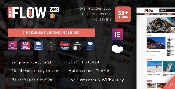 Flow News: Tema de WordPress para crear revistas digitales y blogs profesionales