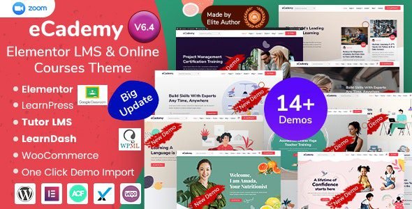 eCademy: tema WordPress para crear plataformas educativas y cursos en línea