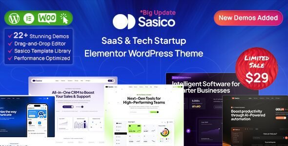 Sasico: Tema WordPress para empresas SaaS y startups tecnológicas