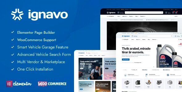 Ignavo: Tema WooCommerce para tiendas de repuestos automotrices en línea