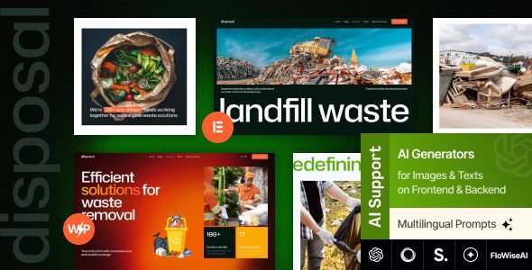Disposal: tema WordPress para gestión de residuos y reciclaje empresarial