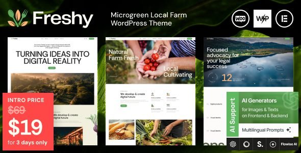 Freshy: Tema WordPress para negocios de microgreens y alimentos orgánicos