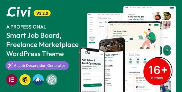 Civi, tema WordPress para crear bolsas de trabajo y mercados freelance