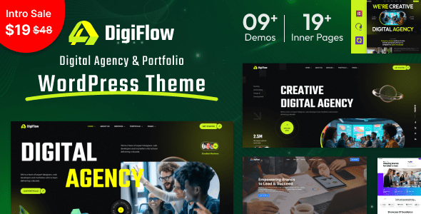 DigiFlow: tema WordPress para agencias digitales y creativos en línea