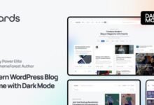 Caards, tema moderno con modo oscuro para blogs y revistas en WordPress